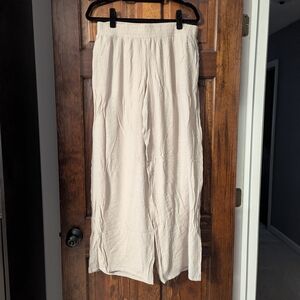 AB Studio Light Beige Wide-Leg Pull-On Pants